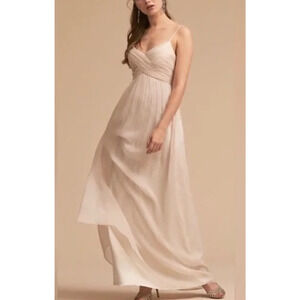 BHLDN Brigitte Pleated Chiffon Maxi Dress Size XL Ivory Formal Romantic Bridal
